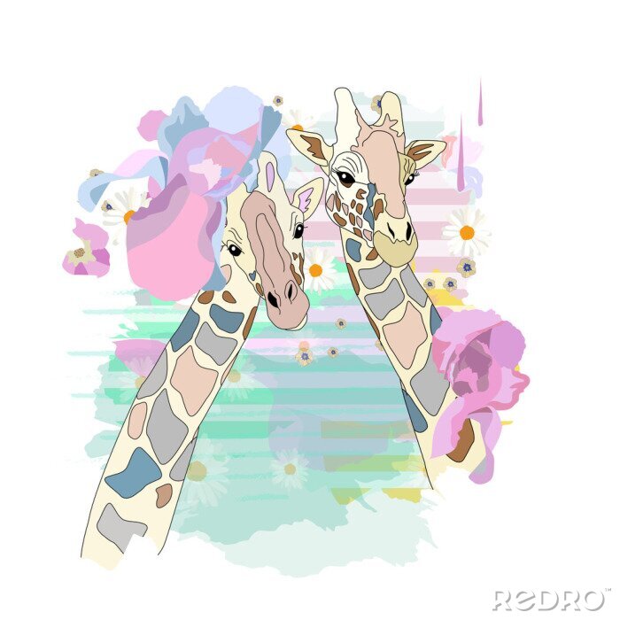 Fotobehang Kleurrijke abstracte giraffen
