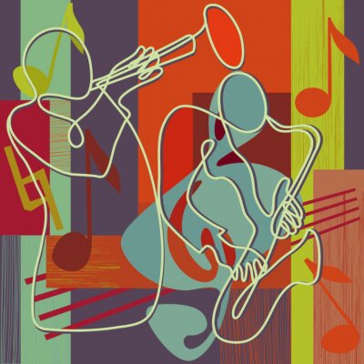 Fotobehang Kleurrijke abstracte jazzband