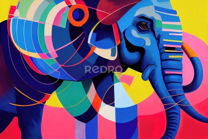 Fotobehang Kleurrijke abstracte olifant