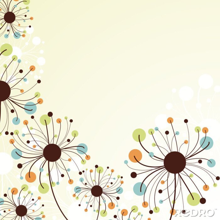 Fotobehang Kleurrijke abstracte paardenbloemen