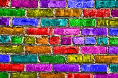 Fotobehang Kleurrijke bakstenen muur