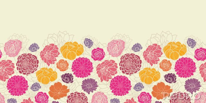 Fotobehang Kleurrijke bloemen op een crèmekleurige achtergrond