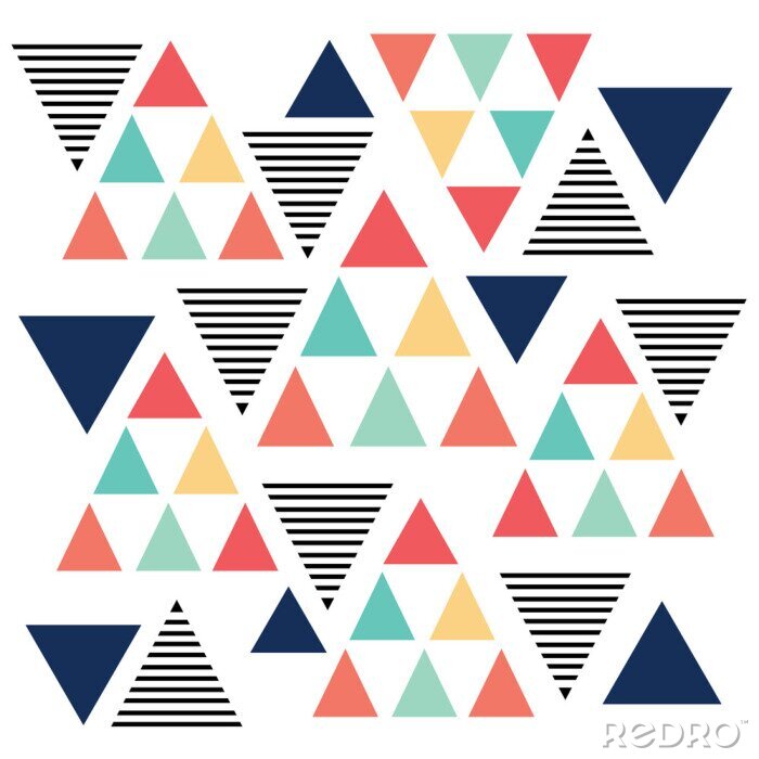 Fotobehang Kleurrijke driehoeken op witte achtergrond