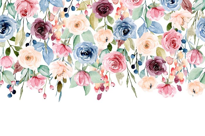 Fotobehang Kleurrijke hangende rozen