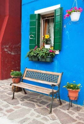 Fotobehang Kleurrijke huizen van Burano, Venetië, Italië