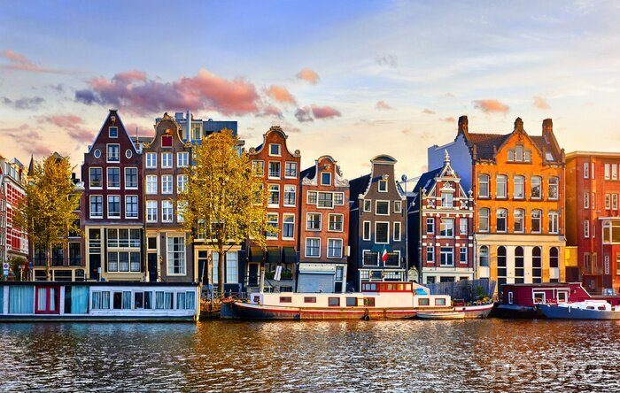 Fotobehang Kleurrijke huurkazernes in Amsterdam