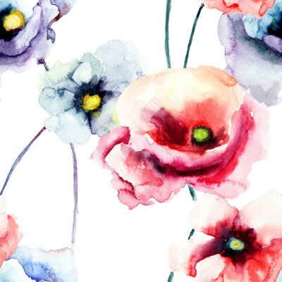 Sticker Kleurrijke klaprozen