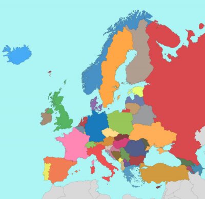 Kleurrijke landen van Europa op de kaart