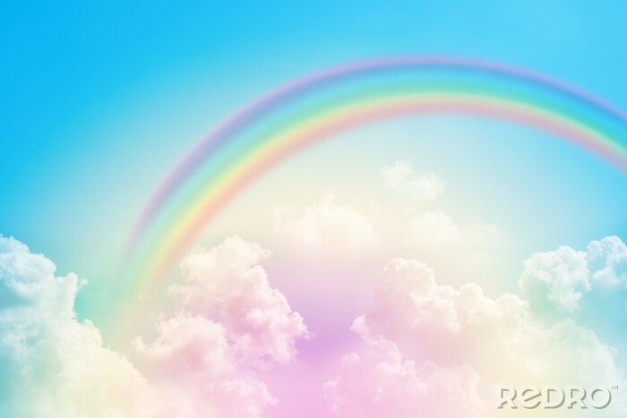Fotobehang Kleurrijke lucht met een regenboog