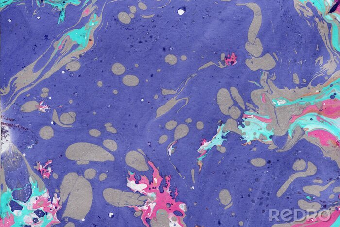 Fotobehang Kleurrijke marmeren inktdocument texturen op witte achtergrond. Chaotisch abstract organisch ontwerp.