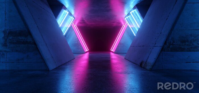 Fotobehang Kleurrijke neon tunnel