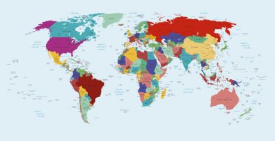 Kleurrijke politieke wereldkaart