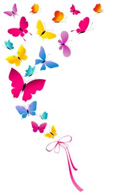 Fotobehang Kleurrijke vlinders en een strik