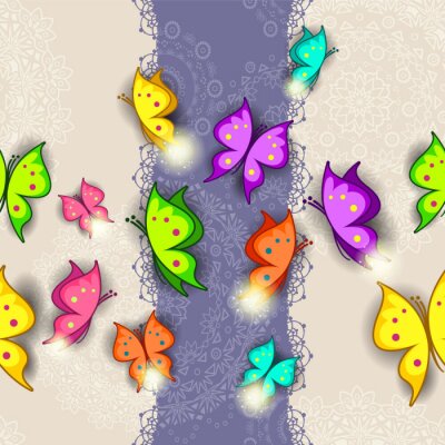 Fotobehang Kleurrijke vlinders op een gevarieerde achtergrond