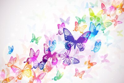 Fotobehang Kleurrijke vlinders op een witte achtergrond