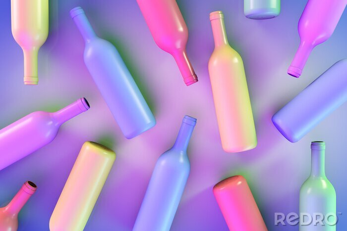Fotobehang Kleurrijke wijnflessen