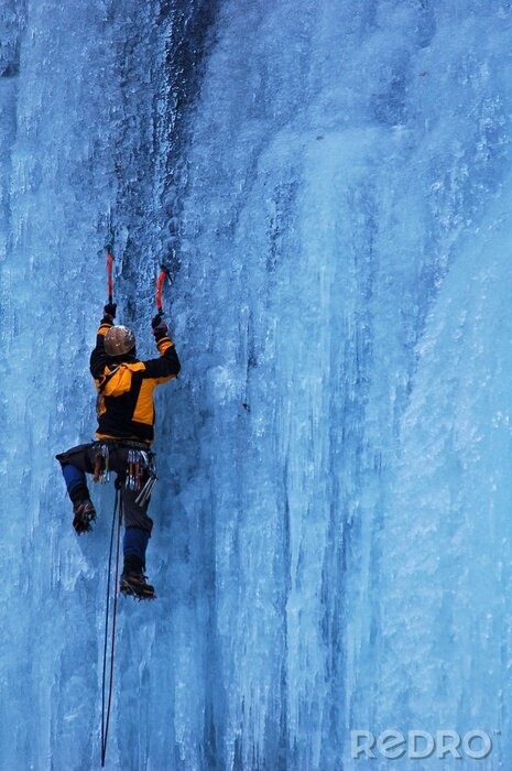 Fotobehang Klimmen op een ijzige helling