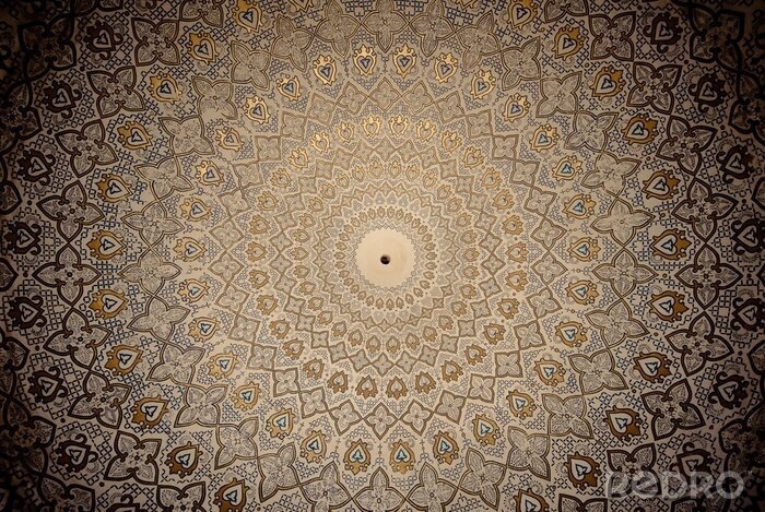 Fotobehang Koepel van de moskee, oriëntaalse ornamenten uit Samarkand, Uzbekista