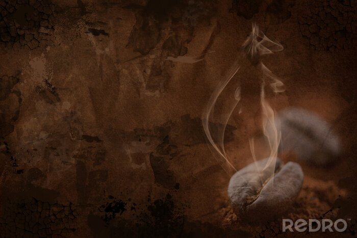 Fotobehang Koffiearoma en donkere achtergrond