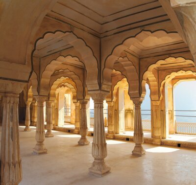 Fotobehang kolommen in paleis - Jaipur India