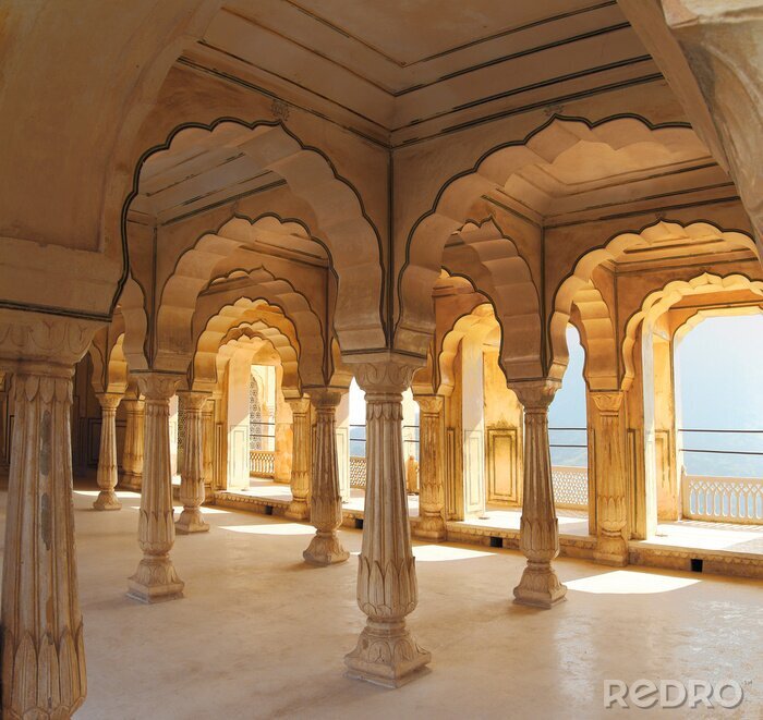 Fotobehang kolommen in paleis - Jaipur India