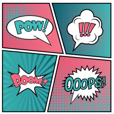 Fotobehang Komische tekstballonnen met bijschriften