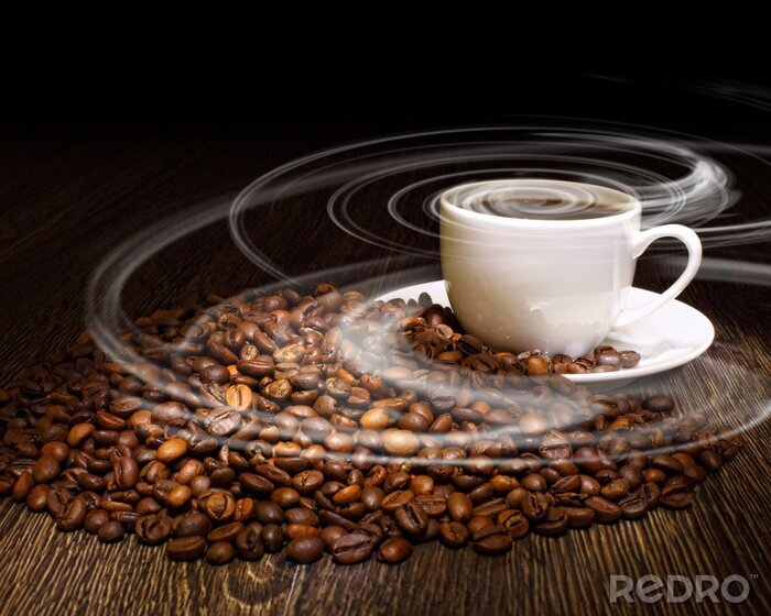 Fotobehang Kopje koffie en zijn aroma