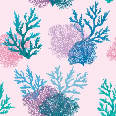 Koraalriffen op een roze achtergrond