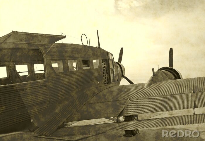 Fotobehang Kunstmatig verouderd foto van nazi-Duitse vliegtuig
