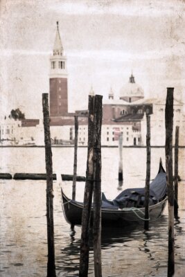 Fotobehang kunstwerk in retro stijl, Venetië