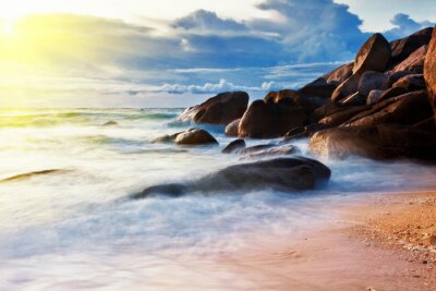 Fotobehang Kustlijn en zonsondergang