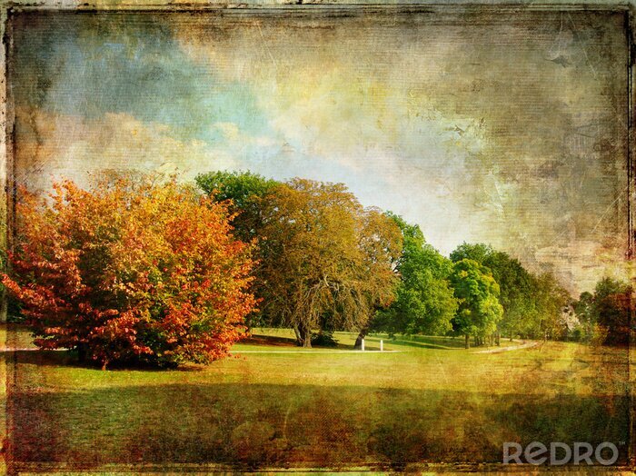 Fotobehang Laat in de herfst in een retro foto