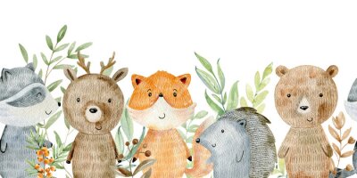 Lachende cartoon bosdieren