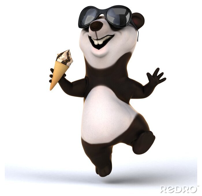 Fotobehang Lachende panda met ijsje