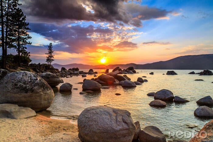 Fotobehang Lake Tahoe bij zonsondergang