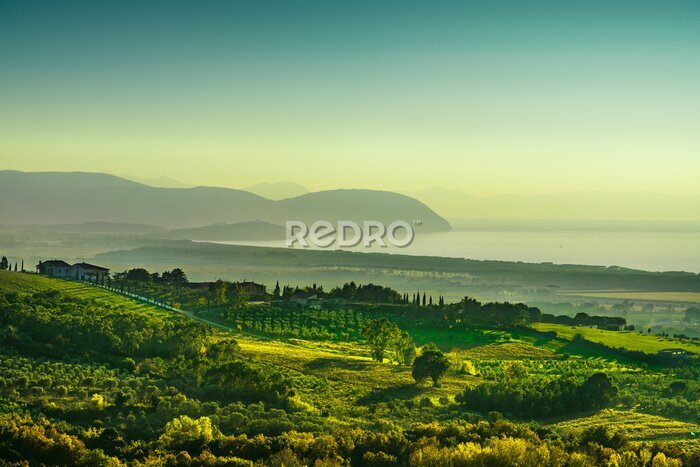 Fotobehang Landelijk panoramisch landschap van de Maremma