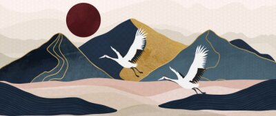 Landschap met bergen in oosterse stijl