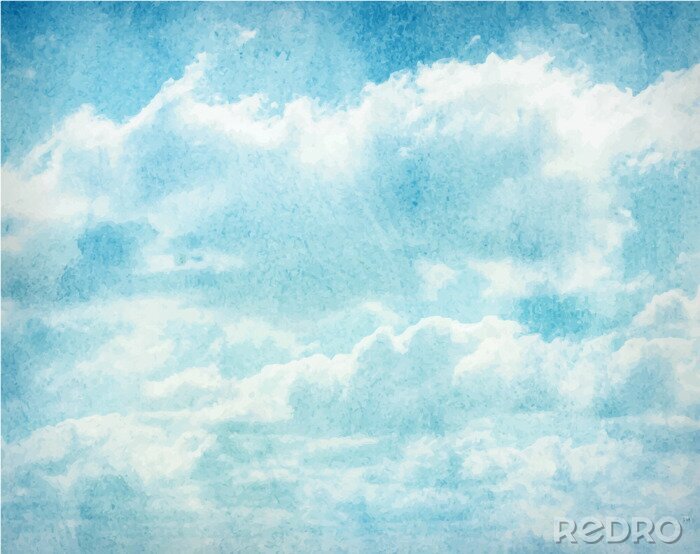 Fotobehang Landschap met lucht in aquarel
