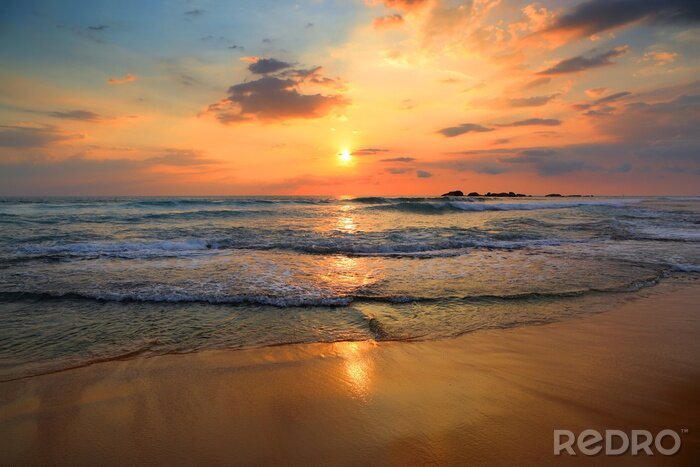 Fotobehang Landschap met zonsondergang op het strand