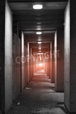 Fotobehang Lange betonnen tunnel