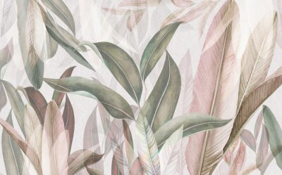 Fotobehang Lange bladeren in pastelkleuren