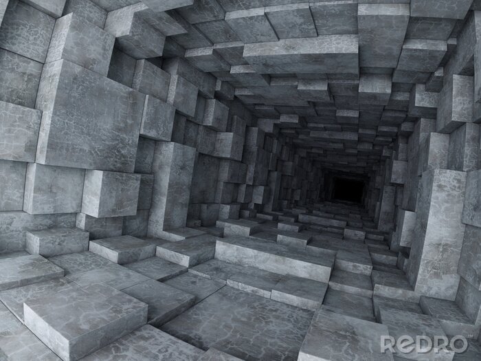 Fotobehang Lange donkere tunnel