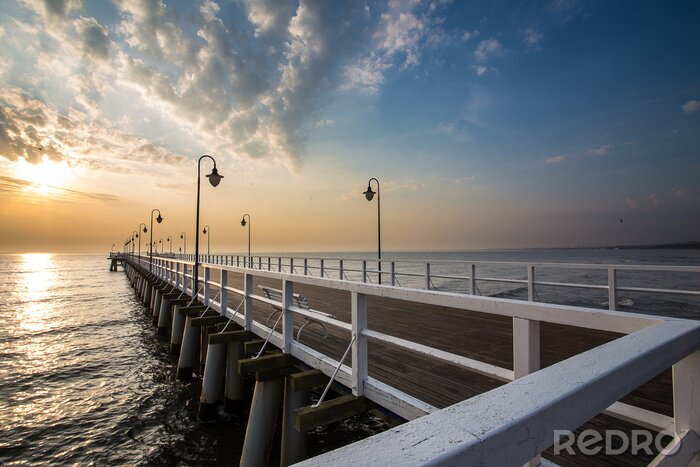 Fotobehang Lange houten pier