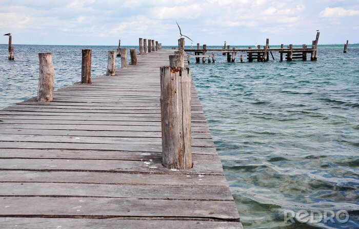 Fotobehang Lange houten pier