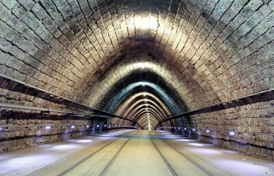 Fotobehang Lange tunnel in 3D