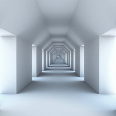 Fotobehang Lange verlichte tunnel