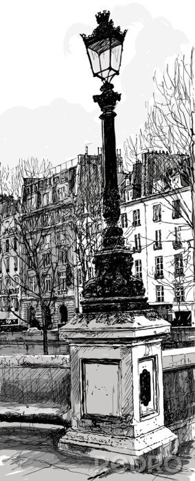 Fotobehang Lantaarn in een Parijse straat