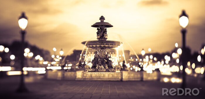 Fotobehang Lantaarns bij een mooie fontein