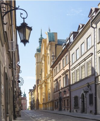 Fotobehang Lantaarns in een straat in Warschau
