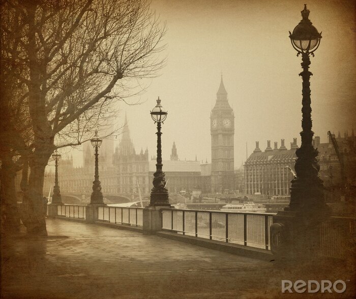 Fotobehang Lantaarns in Londen in een retro stijl